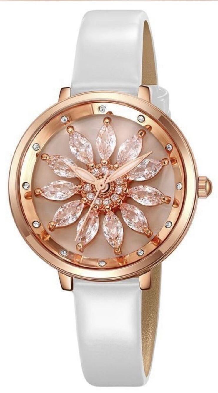 Invicta Celestial Lady 34mm Rose Gold Tone Case & Dial White Band 70360